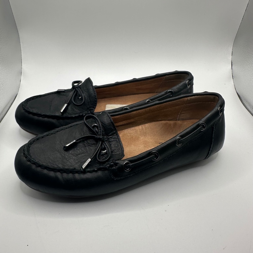 Vionic Virginia Black Leather Driving Loafers Moc Toe Flats Womens 7 TVW5282